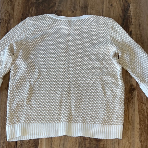 Karen Scott Cream Crew Neck Sweater with Textured Knit - Picture 5 of 6